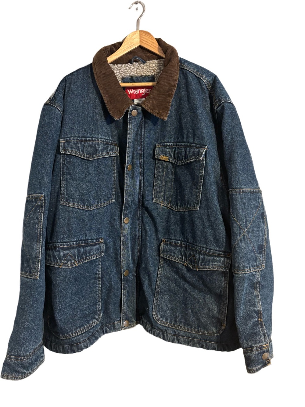 Vintage Wrangler Denim Trucker Jacket Corduroy Collar Sherpa RN #15101 Men’s 4X